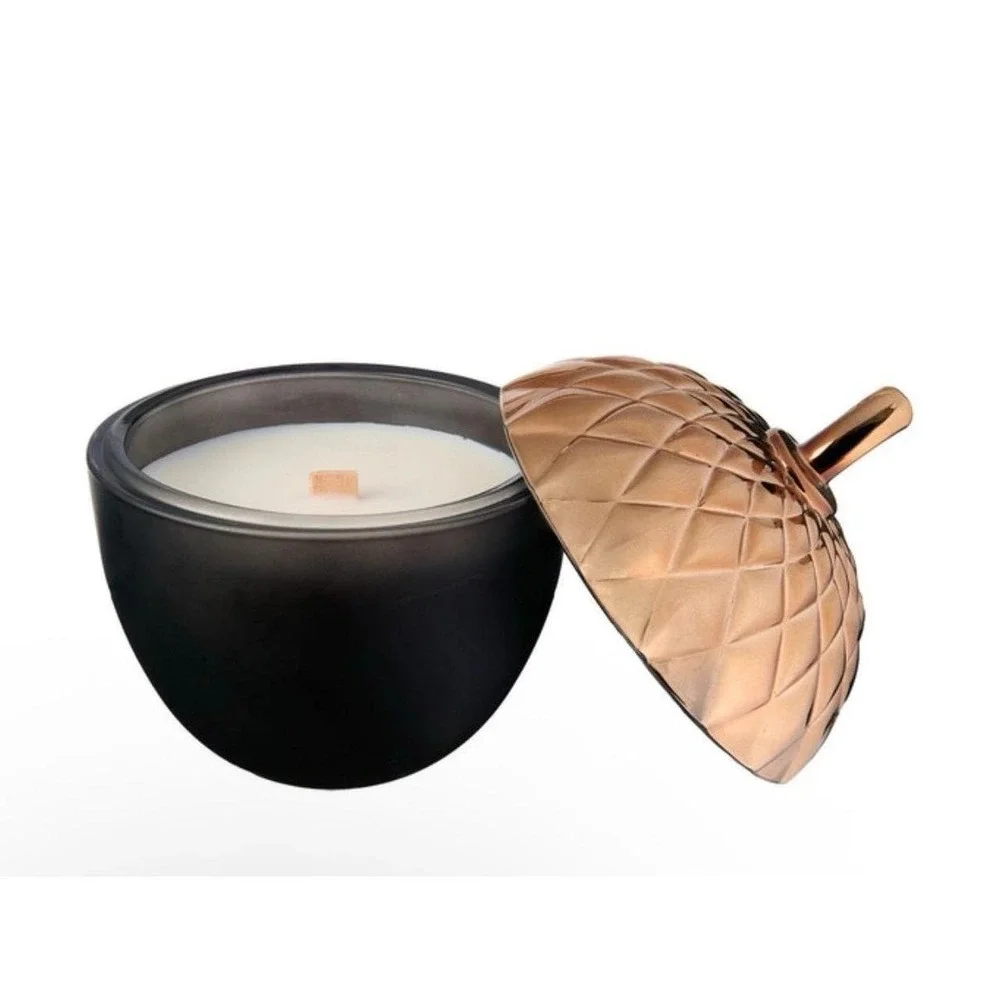 Gold & Matte Black Acorn Golden Mahogany Candle